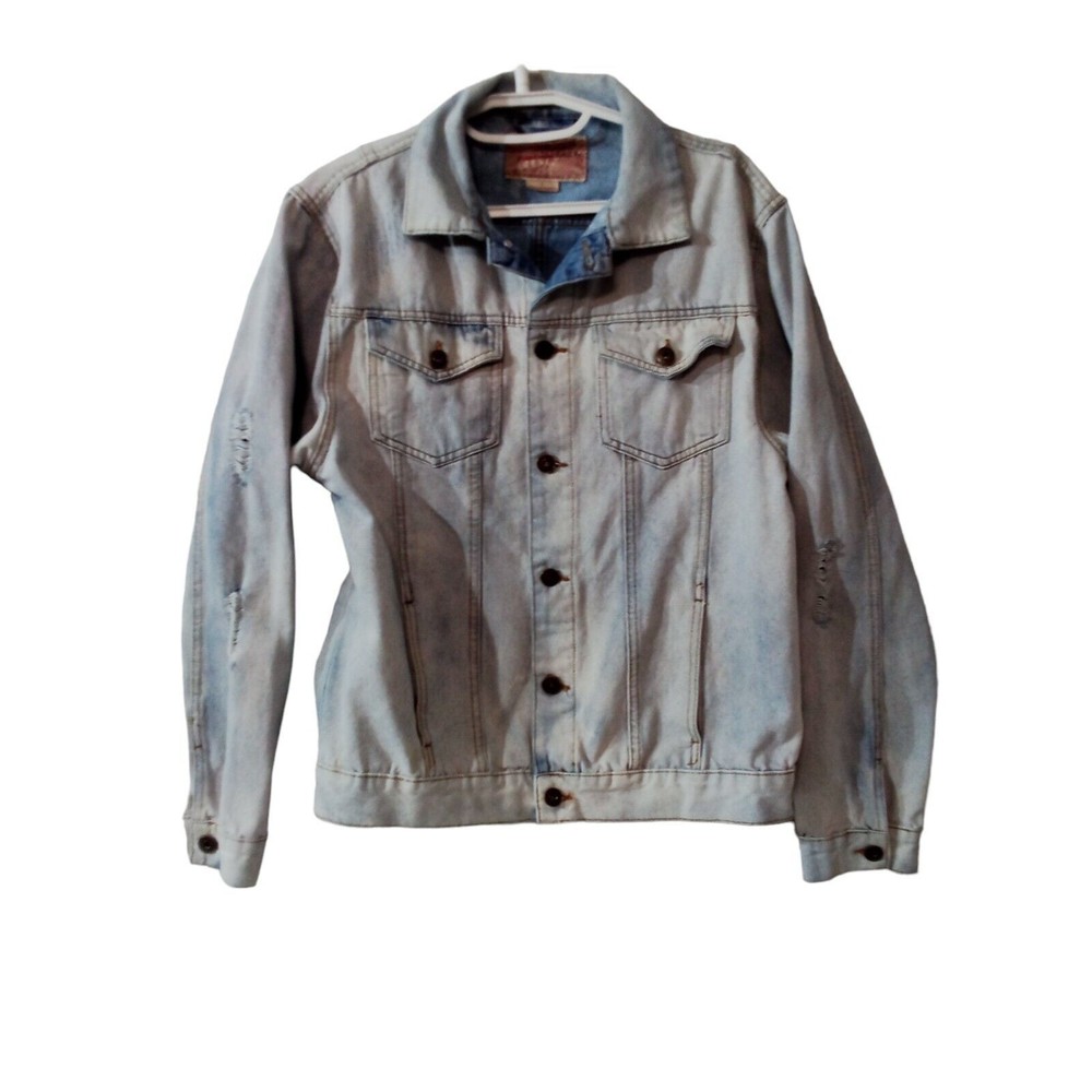 Men's Distressed Denim Jacket Size‎ Large